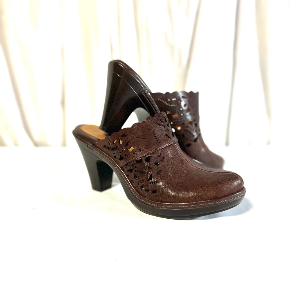 Nurture mules shoes brown heels 7.5